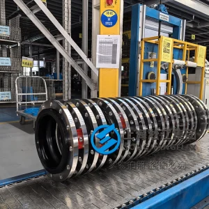 DN300 PN16 custom short length (130mm) EPDM rubber compensator with SS316L stainless steel flanges for deep-sea suction pile control systems.