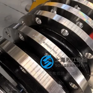 DN300 PN16 custom short length (130mm) EPDM rubber compensator with SS316L stainless steel flanges for deep-sea suction pile control systems.
