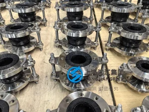 DN80 DN25 natural rubber compensators with SS304 flanges and control rods, high-performance vibration isolation for secondary water supply pump stations.