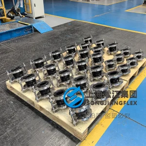DN80 DN25 natural rubber compensators with SS304 flanges and control rods, high-performance vibration isolation for secondary water supply pump stations.