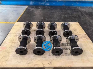 DN40 PN25 double arch rubber expansion joint, 150mm hand-built EPDM construction, full face sealing SS304 flanges for marine and shipboard piping systems.