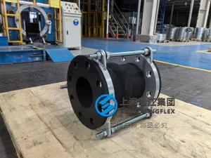 DN150 PN100 100-bar full face sealing rubber compensator, EPDM rubber bellow for snowmaking system, low temperature resistant -40℃ with control rods.