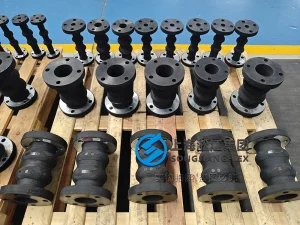 Hand-built expansion bellows with EPDM rubber, DN80 JIS 10K integral sealing face compensator as a direct alternative to Trelleborg.