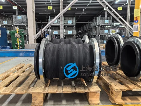 Product display of a custom multi-arch rubber compensator with robust limit assemblies for heavy duty buried pipelines