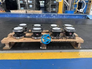 DN65 PN25 marine rubber expansion joint, PTFE lined ship rubber compensator with milled SS316 flanges for space-saving chemical piping on vessels.