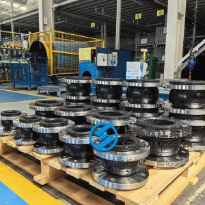 DN150 PN16 premium NBR rubber expansion joint, SS316 flanges for nuclear EDG fuel line, high-integrity rubber bellow, flexible below for standby power systems.