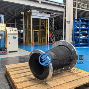 DN300 to DN200 slurry rubber expansion joint concentric reducer, 600mm hand-wrapped straight rubber bellow with wear-resistant liner, 150LB and custom swivel carbon steel flanges - 02.