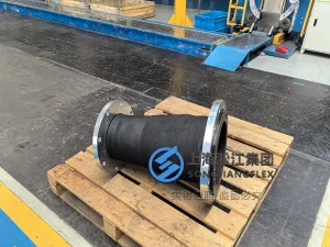 DN300 to DN200 slurry rubber expansion joint concentric reducer, 600mm hand-wrapped straight rubber bellow with wear-resistant liner, 150LB and custom swivel carbon steel flanges - 03.