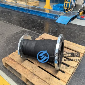 DN300 to DN200 slurry rubber expansion joint concentric reducer, 600mm hand-wrapped straight rubber bellow with wear-resistant liner, 150LB and custom swivel carbon steel flanges - 03.