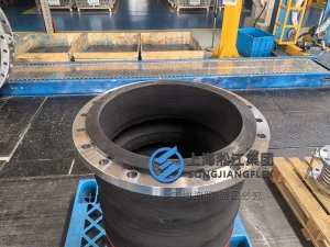 DN450 anti-settling rubber expansion joint, 900mm face-to-face 5-arch hand-built rubber bellow with central reinforcing rings and SS304 PN10 swivel flanges - 04.