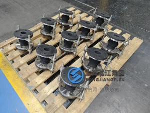 DN50 high-pressure NR rubber expansion joint, 150mm length hand-built single-arch rubber bellow with full-face vulcanized SS304 GB/T 9124 PN40 flanges and stainless steel tie rods - 02.