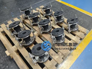 DN50 high-pressure NR rubber expansion joint, 150mm length hand-built single-arch rubber bellow with full-face vulcanized SS304 GB/T 9124 PN41 flanges and stainless steel tie rods - 03.