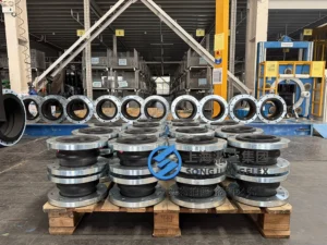 DN150 high-temperature EPDM rubber expansion joint with single-arch design and threaded carbon steel flanges for hot water heating systems - 02