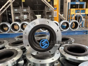 DN150 high-temperature EPDM rubber expansion joint with single-arch design and threaded carbon steel flanges for hot water heating systems - 03
